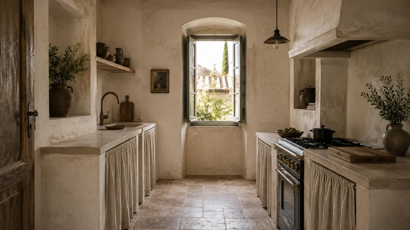 the kitchen again, quiet in the middle of the day